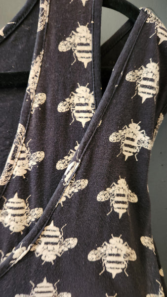 Effie's Heart Sleeveless Black Dress with Bee Motif