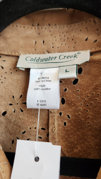 Coldwater Creek Suede Tan Vest with Cut outs