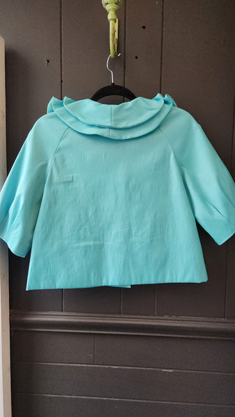 Samuel Dong Double Collar Turquoise Blazer