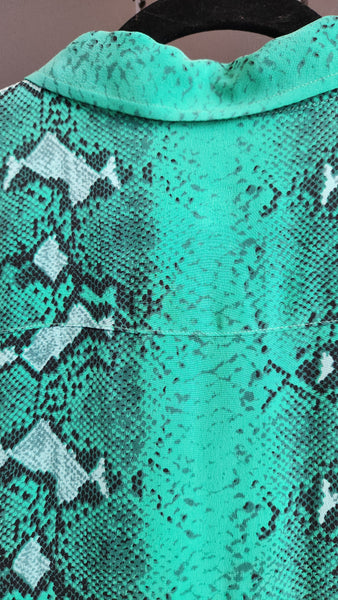 Equipment Green Silk Snakeskin Print Top