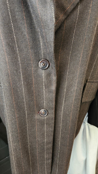 Shamask Brown Pinstripe Wool Blazer