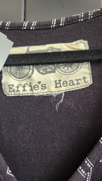Effie's Heart Long Sleeve Faux Wrap Black Dress with Arrow Motif