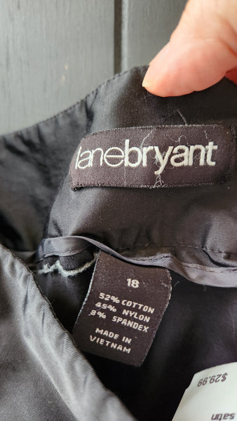 Lane Bryant Black Satin Swing Skirt
