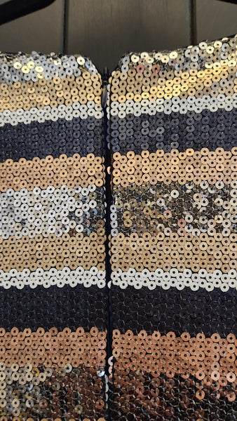 Vince Camuto Cap Sleeve Striped Sequin Dress