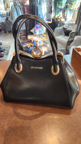 Cromia Italian Black Leather Bag