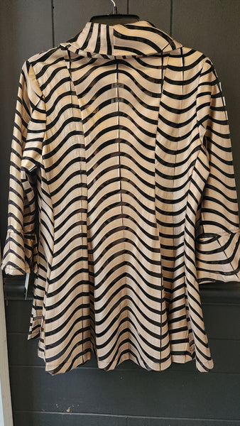 IC Shiny Taupe and Mesh Black Striped Blazer