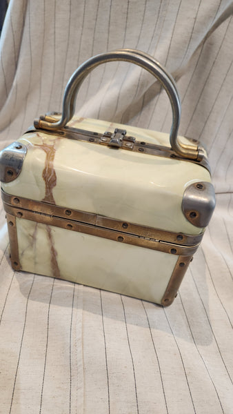 Vintage Lisette  Marble Print Train Case Purse