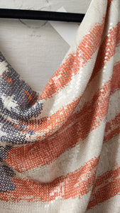 INC Red White and Blue Flag Sequined Top