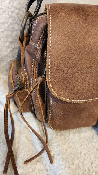 Roots Saddlebag Purse in Light Brown Leather