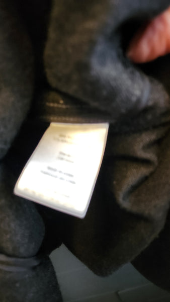 Samuel Dong Ruffle Front Gray and Black Fleece Coat