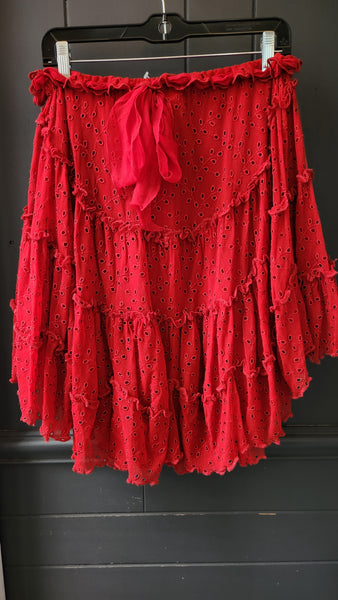 Jean Paul Gaultier Deep Red Eyelet Skirt
