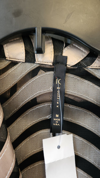 IC Shiny Taupe and Mesh Black Striped Blazer