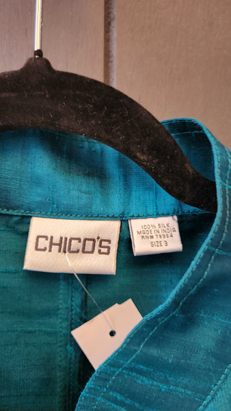 Chicos Raw Silk Blazer