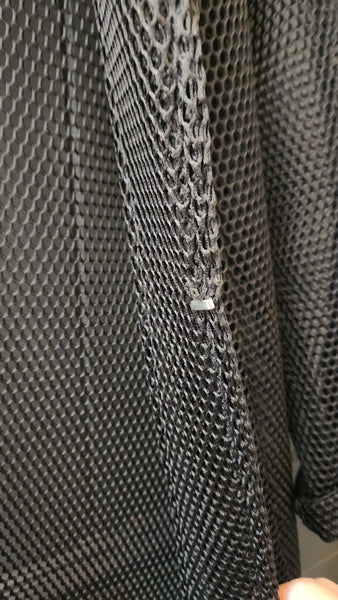 Luxe Moda Open Front Black Fishnet Coat