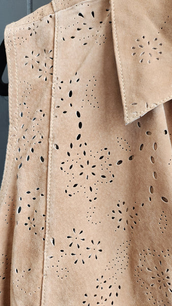 Coldwater Creek Suede Tan Vest with Cut outs