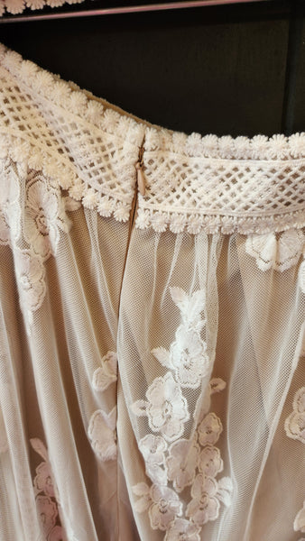 Altar'd State Long Cream Applique Floral Maxi Skirt