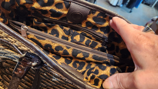 Brighton Brown and Tan Straw Purse