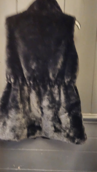 White House Black Market Faux Fur Black Vest