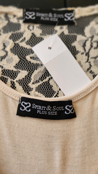Spirit and Soul 2 Piece Lace topper over Sleeveless Cream Dress