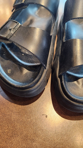 Papillio / Birkenstock Platform - black leather Sandal