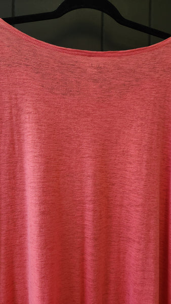 Eileen Fisher Short Sleeved Coral Tee Shirt Linen Blend Dress