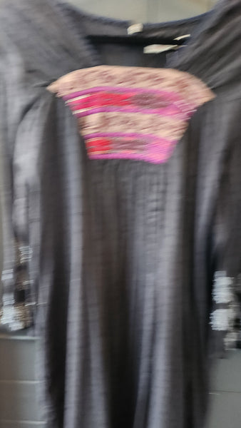Odd Molly Boho Black Eyelet dress with Smocking and Embroidery