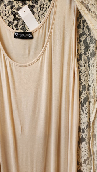 Spirit and Soul 2 Piece Lace topper over Sleeveless Cream Dress