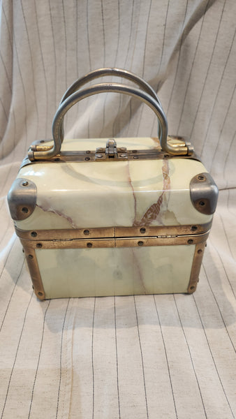 Vintage Lisette  Marble Print Train Case Purse