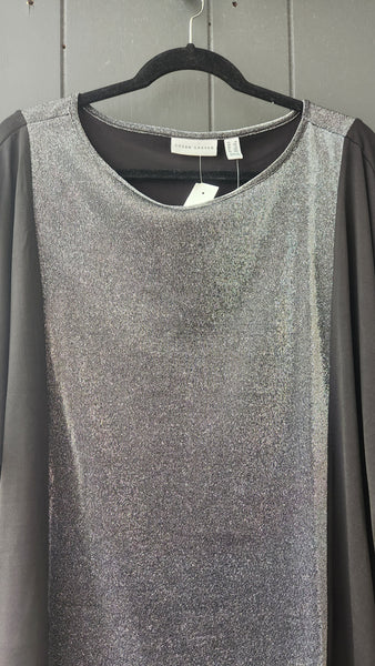 Susan Graver Two Tone Silver and Black Top
