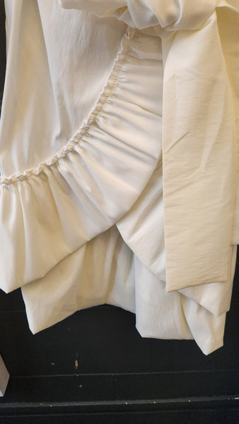 Sanuel Dong White Ruched Parachute type fabric Coat