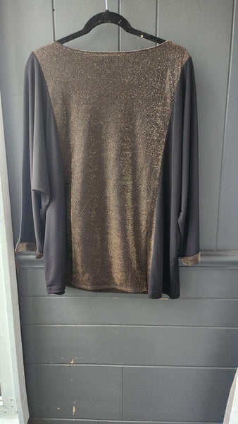 Susan Graver Two Tone Black and Gold Top