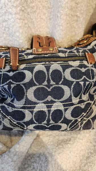 Coach Limited Edition Vachetta Vintage Denim and Brown Leather Purse