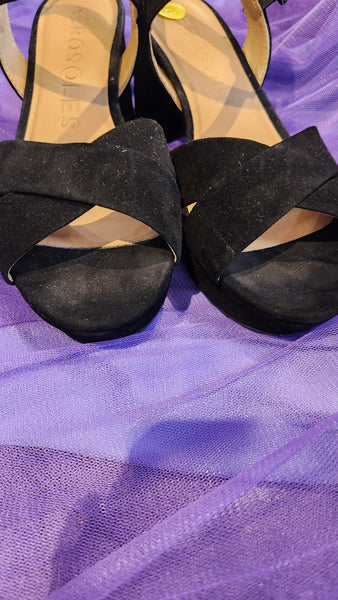 Aerosoles Black Velvet Cross Strap Shoe Sandal