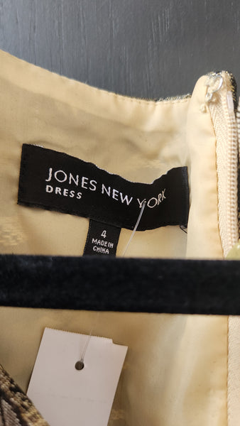 Jones New York Black and Gold Sleeveless Dress