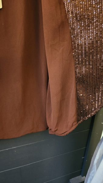 Vine and Love Brown Sequin Drape Cardigan