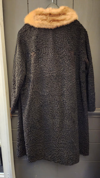 Vintage Kalman Persian Lamb Coat with Mink Collar