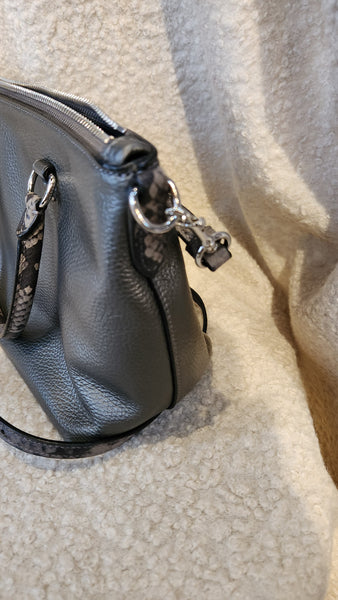 Coach Metallic Gray/ Silver  Leather EMMA Bag