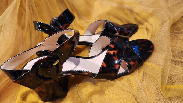 J Crew Chunky Tortoise block heel sandals