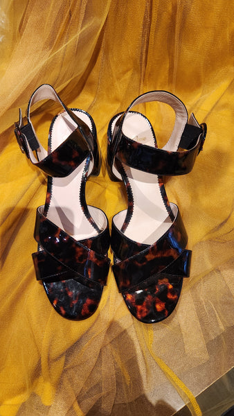 J Crew Chunky Tortoise block heel sandals