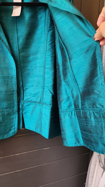 Chicos Raw Silk Blazer
