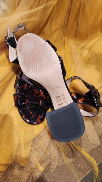 J Crew Chunky Tortoise block heel sandals