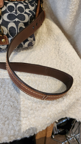 Coach Limited Edition Vachetta Vintage Denim and Brown Leather Purse