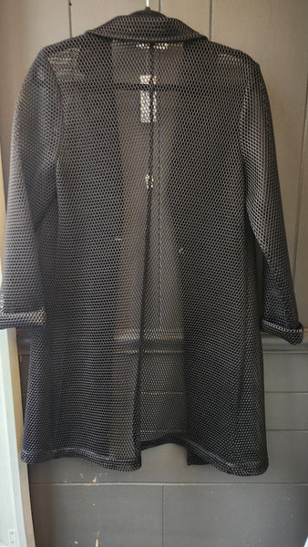 Luxe Moda Open Front Black Fishnet Coat