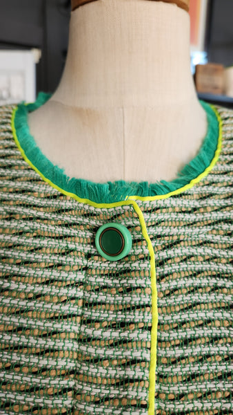 J Crew Green Fringe Trim Blazer