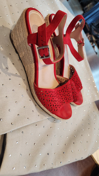 Vionic Red Suede Espadrille Wedge