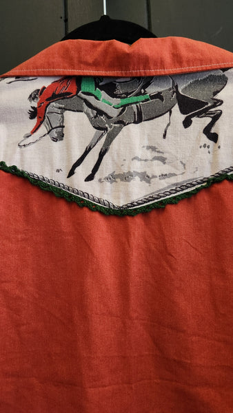 Ellie Monster Short Sleeved Orange Western Shirt