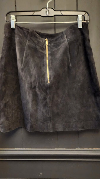 Intermix Black Suede Mini Skirt with gold Buttons