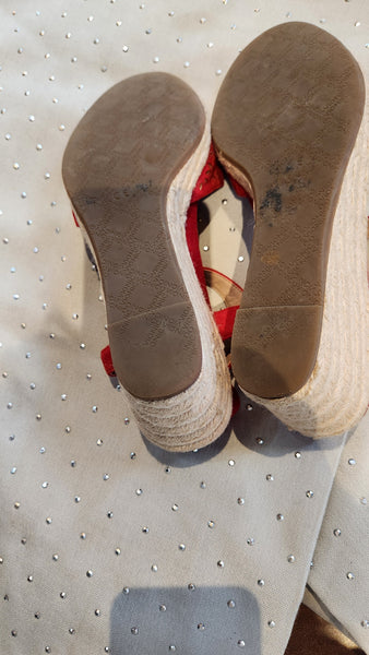 Vionic Red Suede Espadrille Wedge