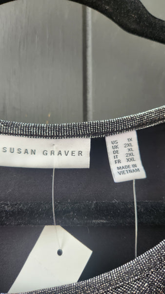 Susan Graver Two Tone Silver and Black Top
