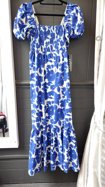 Tuckernuck Blue and White Floral Smocked Maxi Dress
